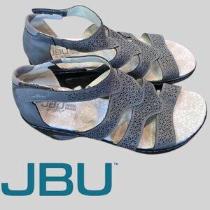 JBU Bianca Vegan  Leather Wedge  Non Slip Sandals Gray  Womens 9M